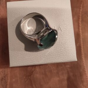 Swarovski Silver Ring with Green Gem